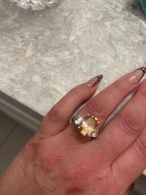 Silver Ring with Champagne Gemstone